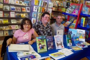 Dani Bowman, Andrew Lennen, Brent Anderson at the Curious Cup Bookstore