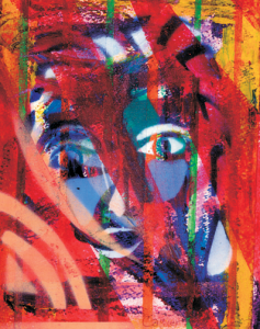Self-Portrait. Rodger used intense colors and geometric shapes as key elements.