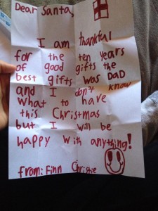 Finn's letter to Santa Claus