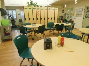 Lunch room is set up like a restaurant so students can practice work skills before going to a real job