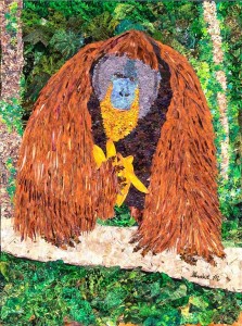 Grant's collages are made of thousands of pieces of paper, puzzle pieces (he tears the paper off each piece individually, and whatever else he can find!