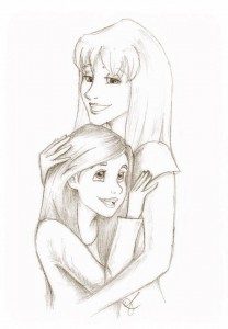 Self-portrait of Maura with her mom