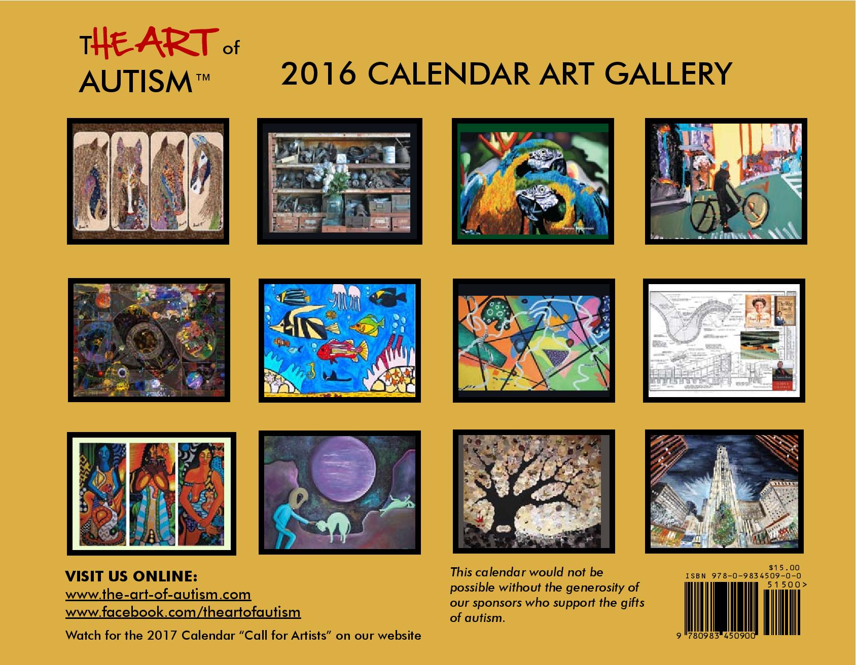 The 2016 Art of Autism Calendar is available for preorder at a special